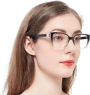 OCCI CHIARI Big Reading Glasses Women Stylish Square Reader 1.0 1.5 2.0 2.5 3.0 3.5 4.0 5.0 6.0(100+ Black/clean)