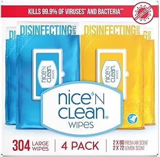 Disinfecting Surface Wipes 304ct | Cleans & Disinfects Home & Kitchen Surfaces | Fresh & Lemon Scent