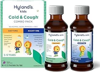 Hyland's Kids Cold and Cough, Day and Night Combo Pack, Cold Medicine for Ages 2 and up, Grape Flavor Syrup Cough Medicine for Kids, Nasal Decongestant, 4 Fl Oz (Pack of 2)