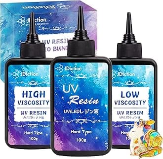 JDiction UV Resin Trio Bundle - 300g Total - Regular, High Viscosity/Thick and Low Viscosity/Thin Crystal Clear UV Resin for Jewelry Making, Doming, Coating, Detail Molds and Casting Resin Crafts