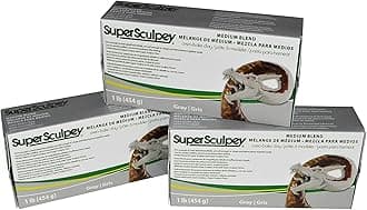Super Sculpey Medium Blend Gray Oven-Bake Clay - Blend of Super Sculpey and Super Sculpey Firm - 1 Lb, Pack of 3