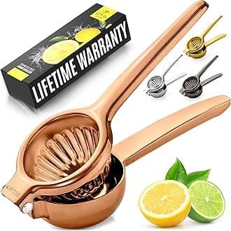 Zulay Kitchen Lemon Squeezer Stainless Steel - Premium Quality, Heavy Duty Solid Metal Squeezer Bowl - Large Manual Citrus Press Juicer and Lime Squeezer Stainless Steel - Rose Gold