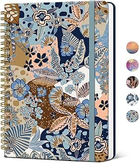 Lined Spiral Journal Notebook for Women, A5 College Ruled Journals for Writing, Hardcover Notebooks for Work, Note taking and Office School Supplies,140 Pages - Lineage Floral