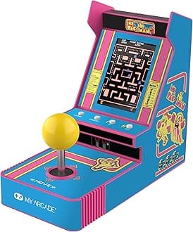 My Arcade Ms. Pac-Man Joystick Player: Arcade Classics, Retro Games, Mini Video Game Console, 2 Game Modes, Birthday Gifts