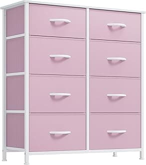 YITAHOME Double Dresser, Fabric Dresser with 8 Drawers, Chest of Drawers for Closet, Living Room, Sturdy Steel Frame, Wooden Top, Easy Pull Handle