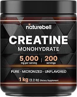 Creatine Monohydrate Powder 1,000g, 5,000mg Per Serving, 200 Servings (2.2 lb) | Micronized, Pure & Unflavored | Pre-Workout Muscle Support* | Keto, Vegan, Filler-Free
