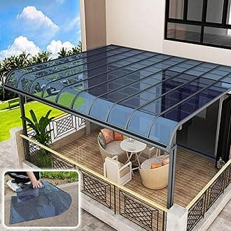 Transparent Polycarbonate Roofing Sheet, Outdoor Patio Greenhouse Panels, UV Rain Protection Rain Pergola Roof Panels, for Patios, Partitions, Etc, Roof(Blue,2.95 x 23ft)