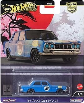 Hot Wheels Premium Car Culture Collectible Toy Car, 1:64 Scale Die-Cast Prince Skyline GT, Japan Historics 4 Vehicle with Real Riders Tires