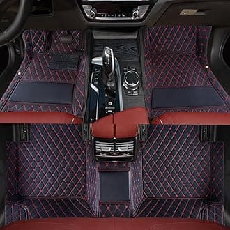 Custom car Floor mats Suitable for 99% car Truck SUV,car mats All Weather Personalized,Full Coverage Luxury Car Mats, Anti-Slip Leather Floor mats. (Black red)