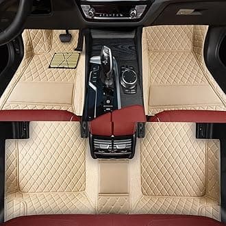 Custom car Floor mats Suitable for 99% car Truck SUV,car mats All Weather Personalized,Full Coverage Luxury Car Mats, Anti-Slip Leather Floor mats. (Beige)
