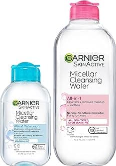 Garnier Micellar Cleansing Water, For All Skin Types, 13.5 fl oz + Micellar Cleansing Water, For Waterproof Makeup, 3.4 fl oz