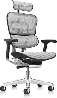 High Back Executive Chair with Headrest - Grey Mesh Seat and Grey M.