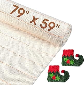 79" x 59" Large Tufting Cloth, Primary Tufting Cloth with Marked Lines for Tufting Guns, Four Edges Sewn Monks Cloth for Punch Needle Tufting Rug DIY Crafts