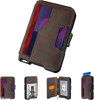 tizmuoWallet for Men, Slim Wallet for Men with Money Clip, Pop Up Card Case, RFID Blocking Bifold Wallets, Minimalist Leather Slots Credit Card Holder, Genuine Leather Dark Coffee, Minimalist