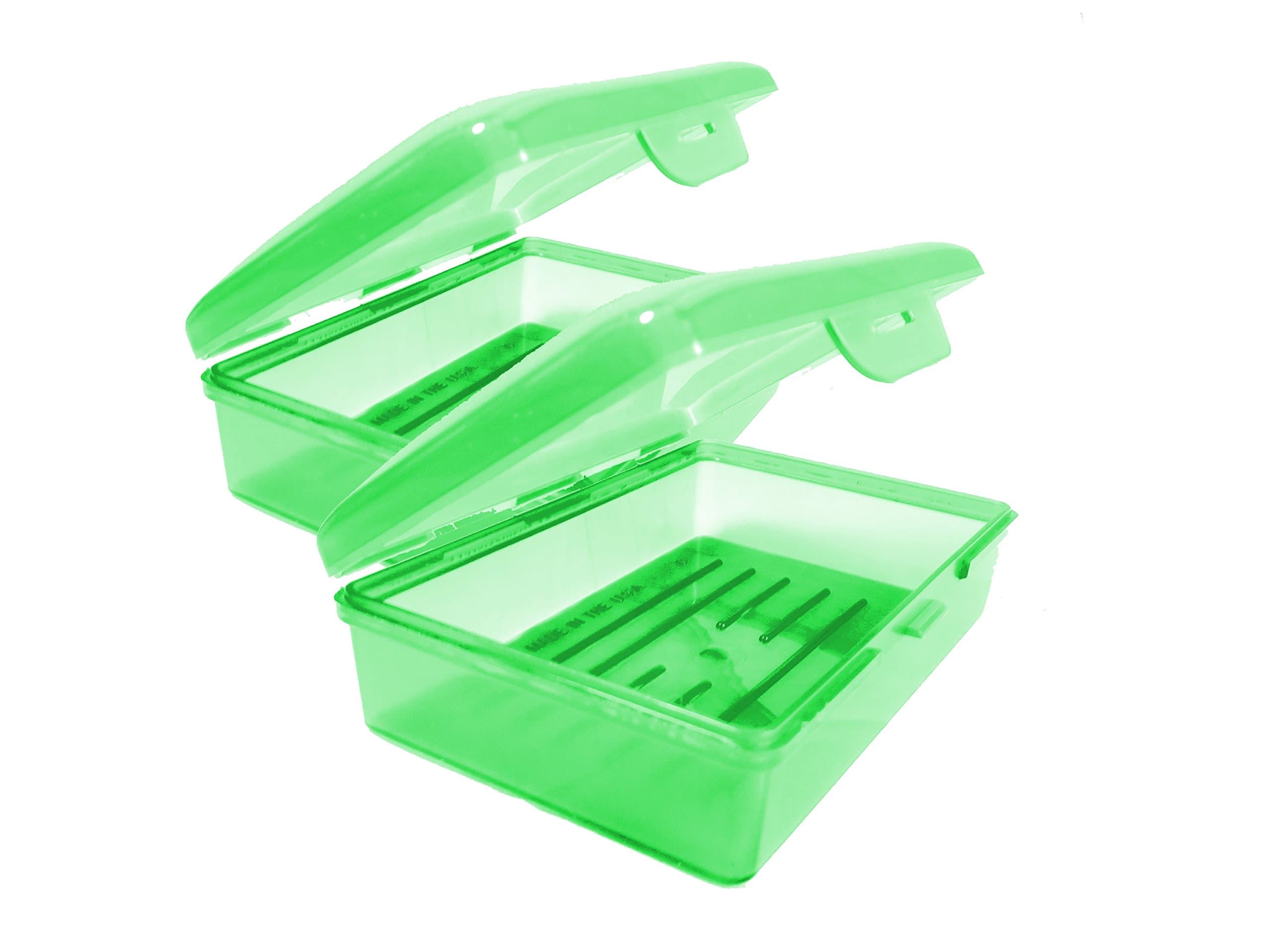 Green Plastic Soap Box Holder 2 Pack (Soap Dish Container) - Made In The USA - Soap Bar Case For Travel, Outdoors, Gym, or Storage