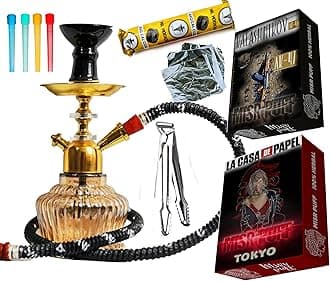Premium Glass hookah set + accessories only (0% Tobacco & Nicotine), 40 cm Height (Gold Cutie 12 Inch)