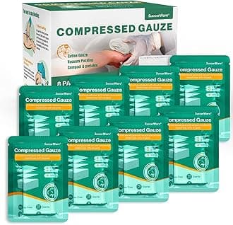 8 Packs Sterile Compressed Gauze with Z-Folded - Wound Gauze for Bleed Stop, 4.5"x 4.1 Yards, 6-Ply - for First Aid Kit,Medical Trauma Kit, IFAK Supplies Refill