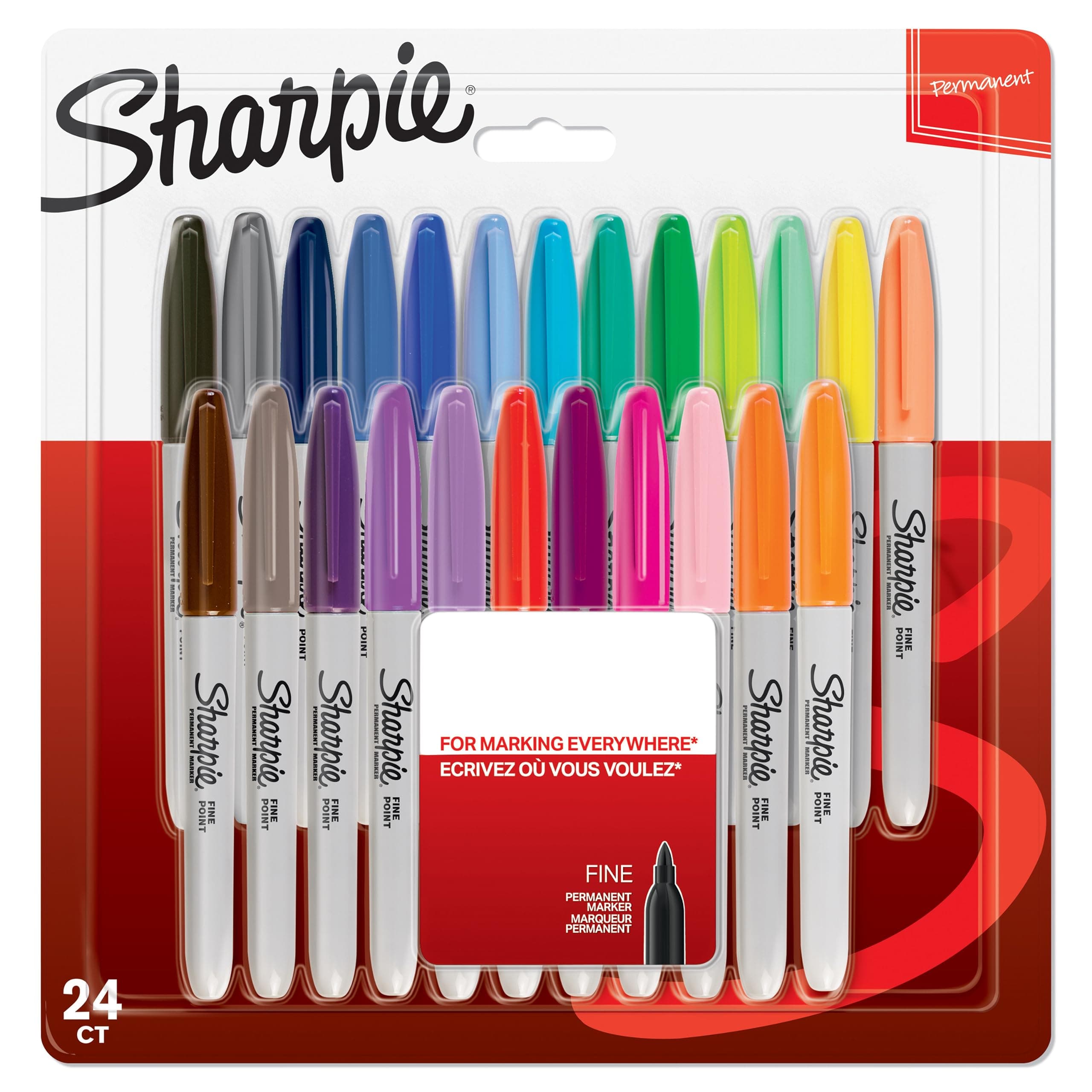 Permanent Markers | Fine Point | Assorted Colours | 24 Count