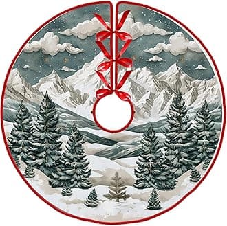 48" Polar Fleece Christmas Forest Christmas Tree Skirt by Leo Walker, Xmas Tree Decoration Merry Christmas Supplies Christmas Decoration