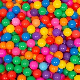 Kids Ball Pit Balls 1000 Count, 2.2inch Children Crush Proproof Plastic Balls for Ball Pit with 7 Bright Colors, Safe and Non-Toxic, BPA Free, Baby Toddler Pit Balls with Storage Net Bag (Rainbow)