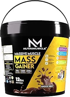 Nutrimuscle Massive Muscle Mass Gainer Powder - 12Lbs - Choco Treat Flavour For Muscle And Mass Gain, Made In India