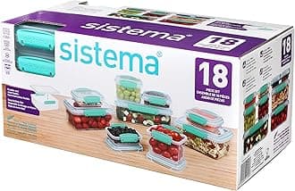 Sistema KLIP IT Collection Food Storage Containers, Assorted Shapes and Colors, 18-Piece Set