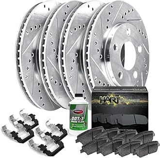 Hart Brakes Front and Rear Brake Kit For 2015-2017 Honda Odyssey| Drilled and Slotted Brake Rotors| Ceramic Brake Pads and Rotors Kit