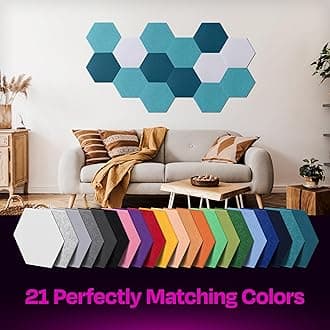 Acoustic Panels 12-Pack Soundproof Wall Panels 12''X10''X0.4'' Sound Panels High Density Sound Dampening Panels - [Light Turquoise Hexagon]