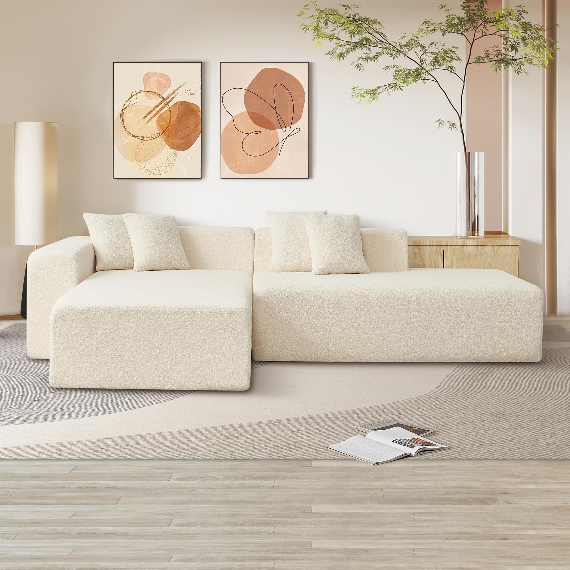 BAMOOLI 105'' Modular Sectional Couch, Modern L-Shape Sectional Sofa with Cha...