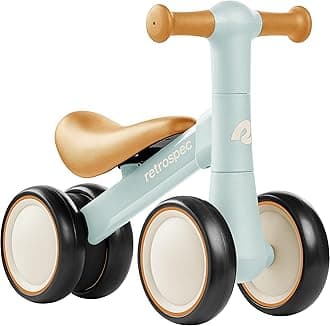 Retrospec Cricket 2 Baby Walker Balance Bike with 4 Wheels - Safe Learning Toy for Ages 12-24 Months - Scratch-Resistant Indoor Outdoor Toddler Riding Toy with Steering Limit & Soft Grips