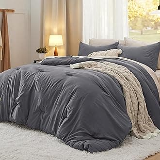 Bedsure Oversized Queen Comforter Set, Dark Grey Soft Prewashed Bedding for All Seasons, 3 Pieces GentleSoft™ Bed Set, 1 Lightweight Comforter (98"x98") and 2 Pillowcases (20"x26")