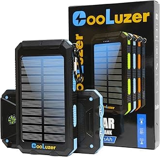 Solar Charger Power Bank 8000mah with 5V*2.1A Fast Charging, Portable Charger Solar Power Bank,IP67 Waterproof Camping Gear Accessory for Outdoor (Blue)