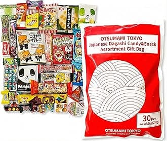OTSUMAMI TOKYO 30pcs Original Japanese Dagashi Treats Assortment Gift Bag - Hand-Picked Variety Box of Popular Goodies - Fun & Unique Gifts for Kids & Adults