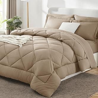 CozyLux Full Size Comforter Sets Taupe - 7 Pieces Bed in a Bag Full, Luxury Soft Bed Set for All Seasons, Bedding Set with Down Alternative Comforter, Sheets, Pillowcases & Shams