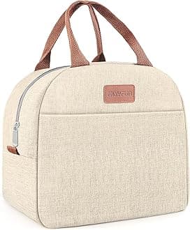 Lunch Bag for Women & Men Adult Insulated Lunch Box, Small Leakproof Cooler Food Lunch Containers Reusable High Capacity Lunch Tote Bags for Work, Travel, Outdoor (Beige)