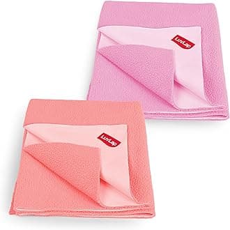 Luv Lap Instadry Anti-Piling Fleece Extra Absorbent Quick Dry Sheet for baby, Baby Bed Protector, Waterproof baby sheet, Small size 50x70cm, Pack of 2, Salmon Rose & Baby Pink