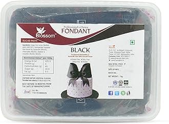 BLOSSOM Black Sugar Paste/Fondant for Cake Decorating, 1Kg