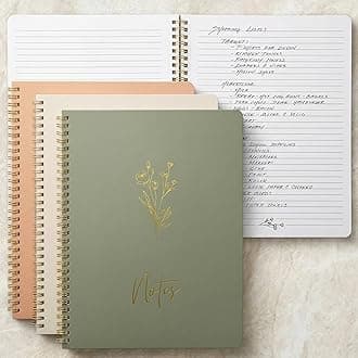 ZICOTO Aesthetic Spiral Notebook Set of 3 For Women 10.5 x 8 - Large College Ruled Journal/Notebook with Large Pockets And Lined Pages - Perfect Supplies to Stay Organized at Work or School