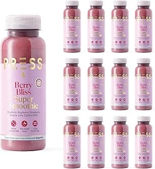 PRESS Healthfoods, 12 x 250ml Berry Bliss Super Smoothie, Cold Pressed Berry Smoothie, Vegan Friendly