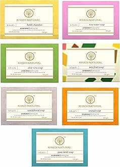 Khadi Natural Handmade Herbal Soap Combo Assorted Natural Soap Gift Set, Enriched With Essential Oils, (Pack 7, 125G)