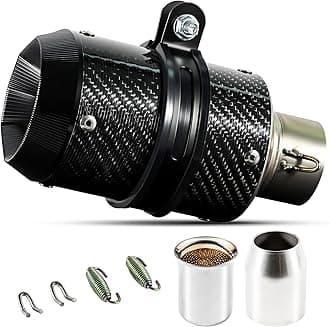 Motorcycle Exhaust, Slip-on Motorcycle Muffler, Carbon Fiber Slip on Exhaust Muffler, Fit for Z900 GSXR750 CBR650 and more, with Complete Accessories, Black