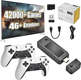 X9 Pro Retro Game Stick 4K,Preloaded Game Console 42000+ Classic Games 46+ Simulators, 2.4G Rechargeable Wireless Controllers, Plug and Play Retro TV Games (128G)