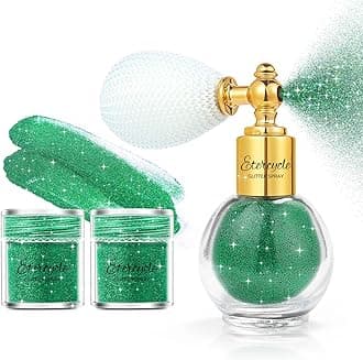 EtercycleBody Shimmer Spray, Green Fine Glitter Spray for Hair and Body, Longwear and Quick Drying Face Shimmer Powder Sparkly Glitter Gifts for Rave Accessories Easter Christmas Halloween Clothes
