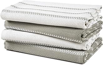 LANE LINEN Kitchen Towels Set - Pack of 4 Cotton Dish Towels for Drying Dishes, 18”x 28”, Absorbent Tea Towels, Quick Drying Kitchen Towel Set - Grey