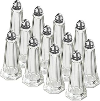 New Star Foodservice 22407 Glass Tower Salt and Pepper Shaker with Stainless Steel Top, 1-Ounce, Set of 12