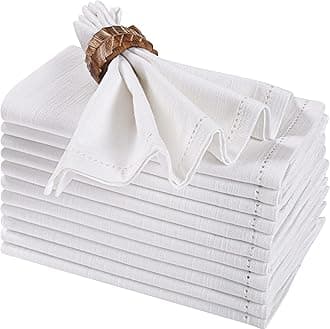 Bedding Craft Cloth Napkin Duck Fabric -43X43 CM White,Wedding Napkins, Cocktails Napkins, Fabric Napkins, Cotton Napkins Mitered Corners Finish, Machine Washable Dinner Napkins, Set Of 12