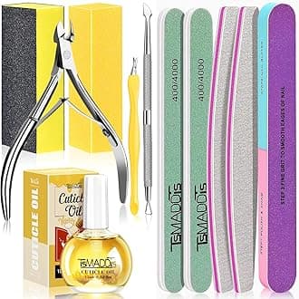 TsMADDTs Nail Buffers and Files Set with Buffer Blocks, Cuticle Trimmer, Pusher and Cuticle Oil, Nail Care Kit for Women