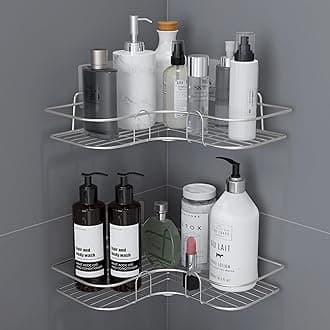 Plantex Stainless Steel Bathroom Corner Shelf/Self Adhesive Bathroom Shelf for Wall/Bathroom Organiser Without Drill - Pack of 2 (Chrome)