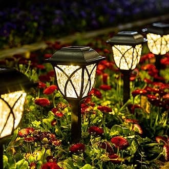 GIGALUMI Solar Lights Outdoor Waterproof, 8 Pack LED Solar Garden Lights, Outdoor Decorations, Garden Decor for Yard, Patio, Landscape, Planter, Walkway (Warm White)