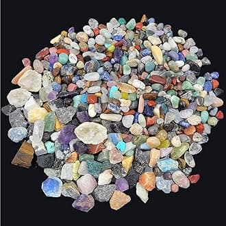 450 Pieces Rocks Collections for Kids, 40+ Kinds Gemstones and Crystals Set, Rocks and Minerals Science Kit Include 1.5lb Tumbled Chips Crystals and 1lb Tiny Rough Stones